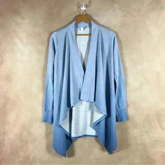 IDEOLOGY Women's Dip-Dye Waterfall Draped Open Front Cardigan, Blue, Small - Picture 3 of 5